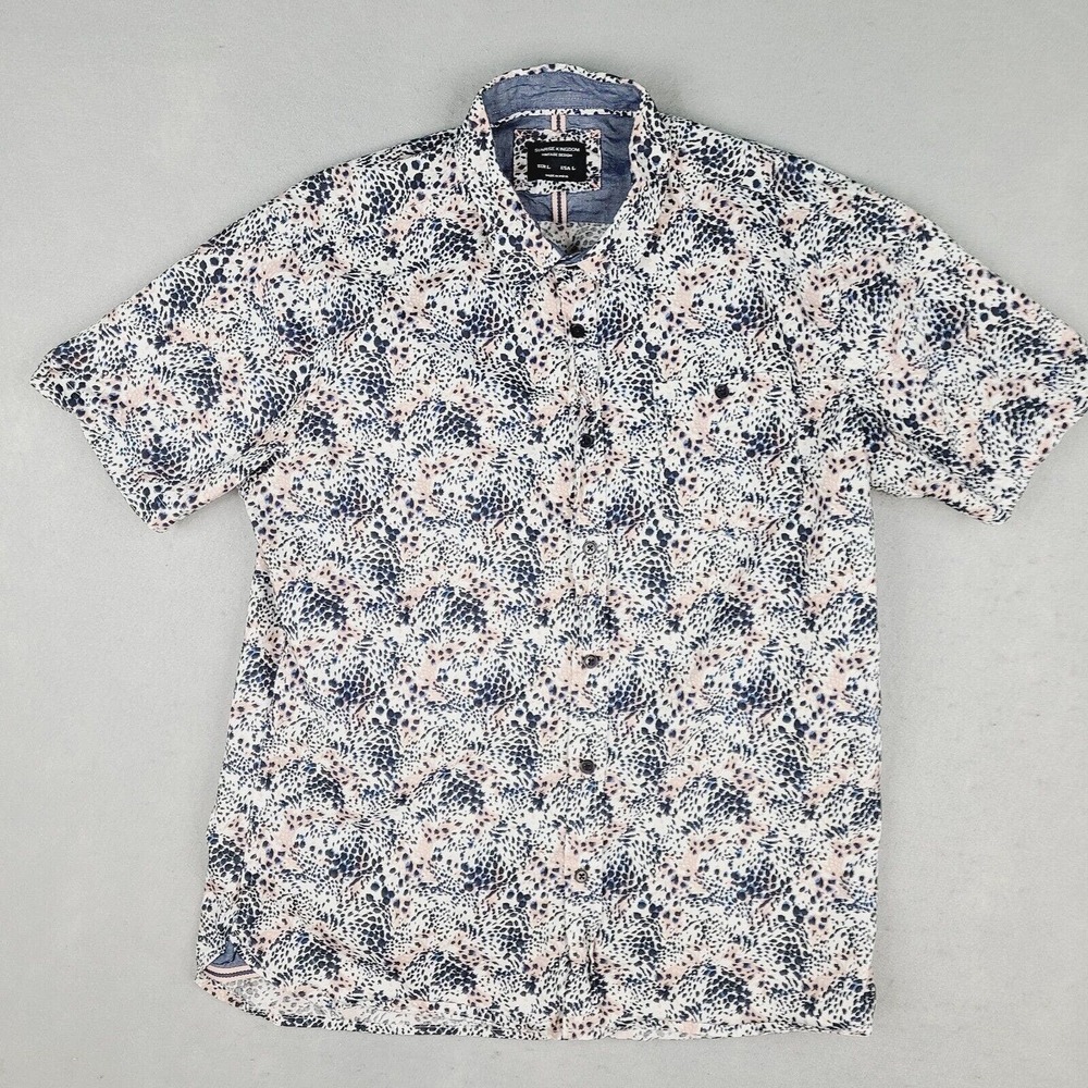 Sunrise Kingdom Shirt Men's‎ Large White Black Button Down Short Sleeve